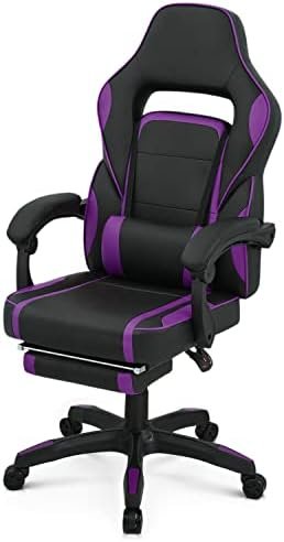 Magshion Racing Style Gaming Chair Ergonomic High Back Gamer Chair with Lumbar Support, Purple Home Office Extendable Footrest and Arms Adjustable Reclining Computer Chair for Adults Teens