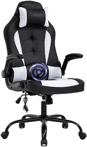 Racing Gaming Chair, Ergonomic PU Leather Computer Chair with Massage Lumbar Support Headrest &Flip-UpArmrest, High Back Racing Style Rolling Swivel Video Game Chair for Home Office