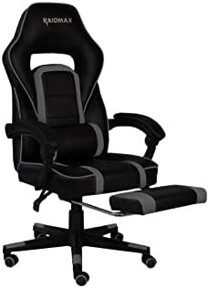 Raidmax Advanced DK701 Series Computer-Gaming-Chairs, XL Size Gaming Chair with Padded Arm Rest and Foldable Foot Rest, Heavy Duty 350mm Base with 60mm casters, PU Leather with Moulden Foam