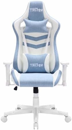 Techni Sport 17″ Modern Fabric Ergonomic Gaming Chair in Blue/White