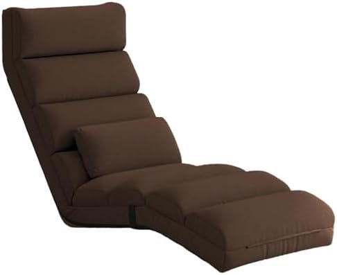 Floor Seating Adjustable Head, Waist and Legs Foldable Floor Lazy Sofa with Pillow No Need to Assemble Gaming Chair Floor for Home, Office, Reading(Brown)