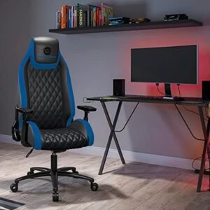 Ergonomic Gaming Chair, 8 Way Adjustable Arm Rest, Multi-Tilt, Steel Frame in Blue