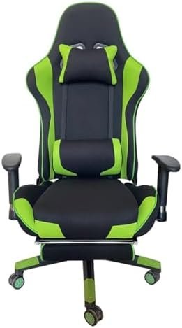 Ergonomic Gaming Chair, Breathable Fabric Computer Chair with 2D Armrests, 165° Reclining Office Chair, Adjustable Height Swivel Desk Seat, Blue/Green