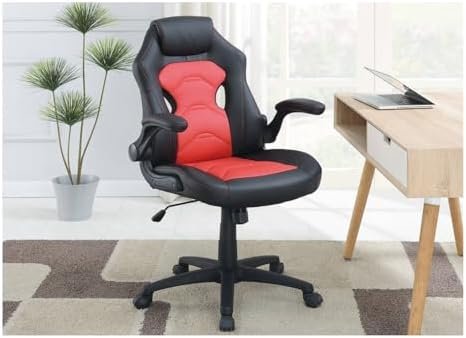 Gaming Chair, Office Chair, Ergonomic Chair, Adjustable Height, Black & Red