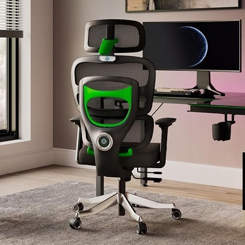 EUREKA ERGONOMIC Gaming Chair: Computer Gamer Chair with Adjustable Lumbar Support, Ergonomic Mesh Black Gaming Chair, Comfortable Computer Gaming Chair for Adults, High Back Office Desk Chair, Green