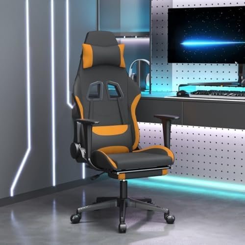 Enhance Comfort During Gaming with Ergonomic Gaming Chair, Adjustable Footrest, Reclining Feature, Black and Orange