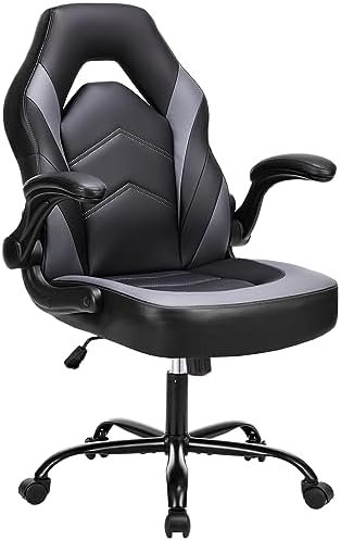 Ergonomic Gaming Chair for Lasting Comfort and Relaxation, PU Leather Design, Adjustable Height with Flip-Up Armrests