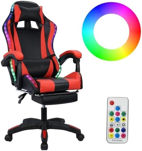 Ergonomic Massage Gaming Chair with RGB Lighting &...